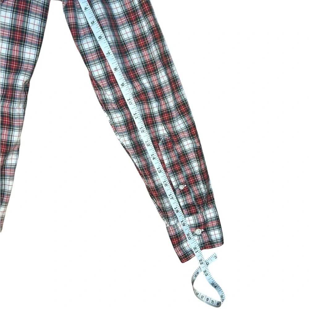 J.Crew Men’s Slim Fit Secret Wash Shirt M Red Navy Plaid Tartan Button Down